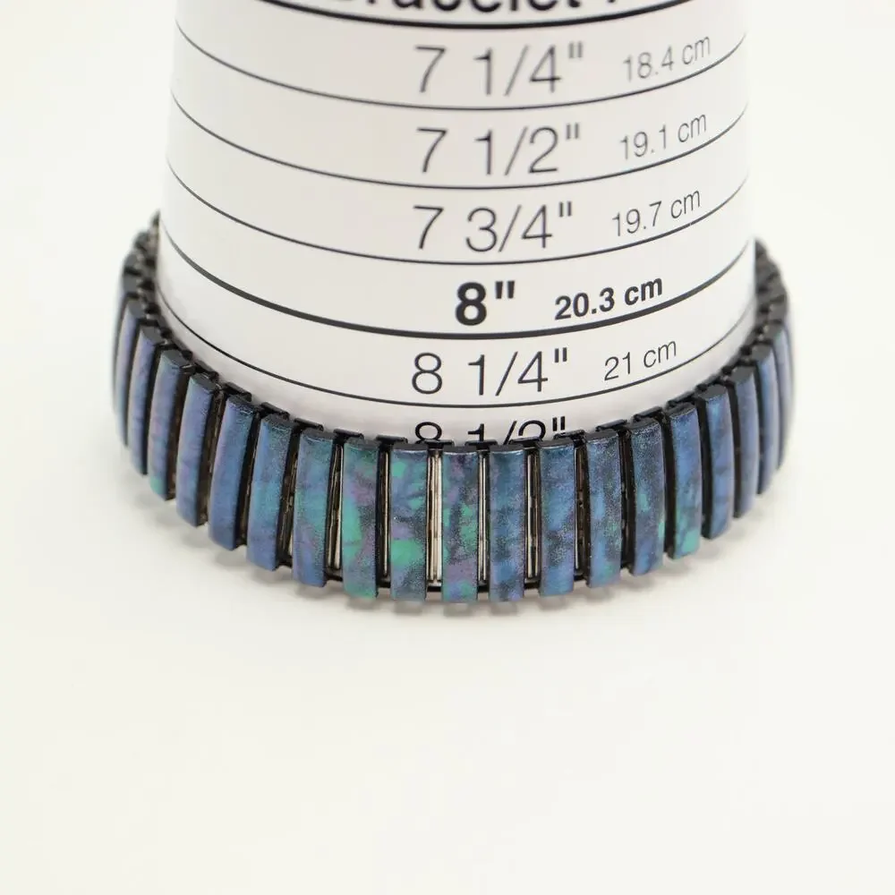 Vintage Pierre Nicol Blue Gold Tone Round 42mm Watch Stretch Band w New Battery